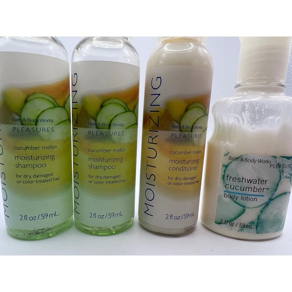 Bath & Body Works Pleasures Cucumber Melon Shampoo Conditioner Lotion Travel Lot